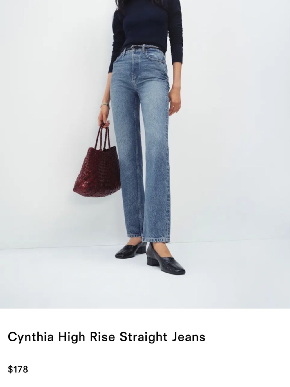 Reformation “Cynthia” High-Rise Straight Leg Jeans US 27 / 4 / S